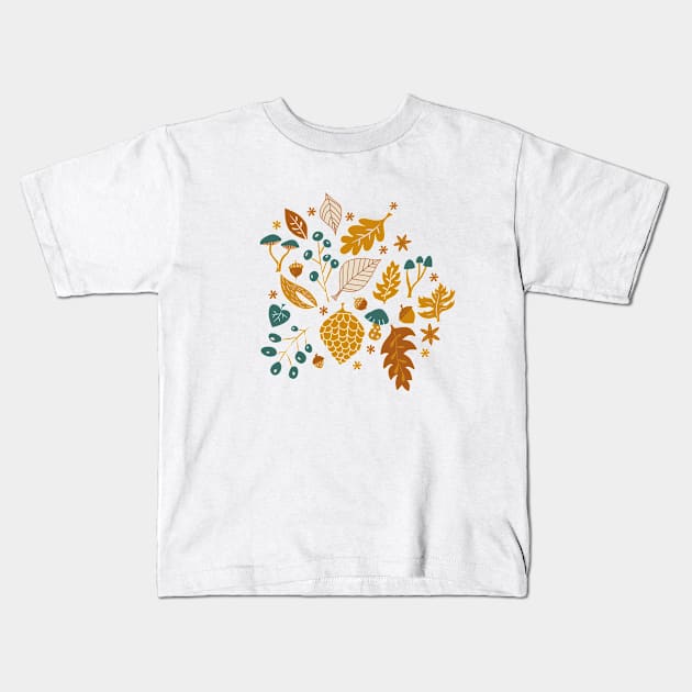 Autumn Foliage Kids T-Shirt by latheandquill